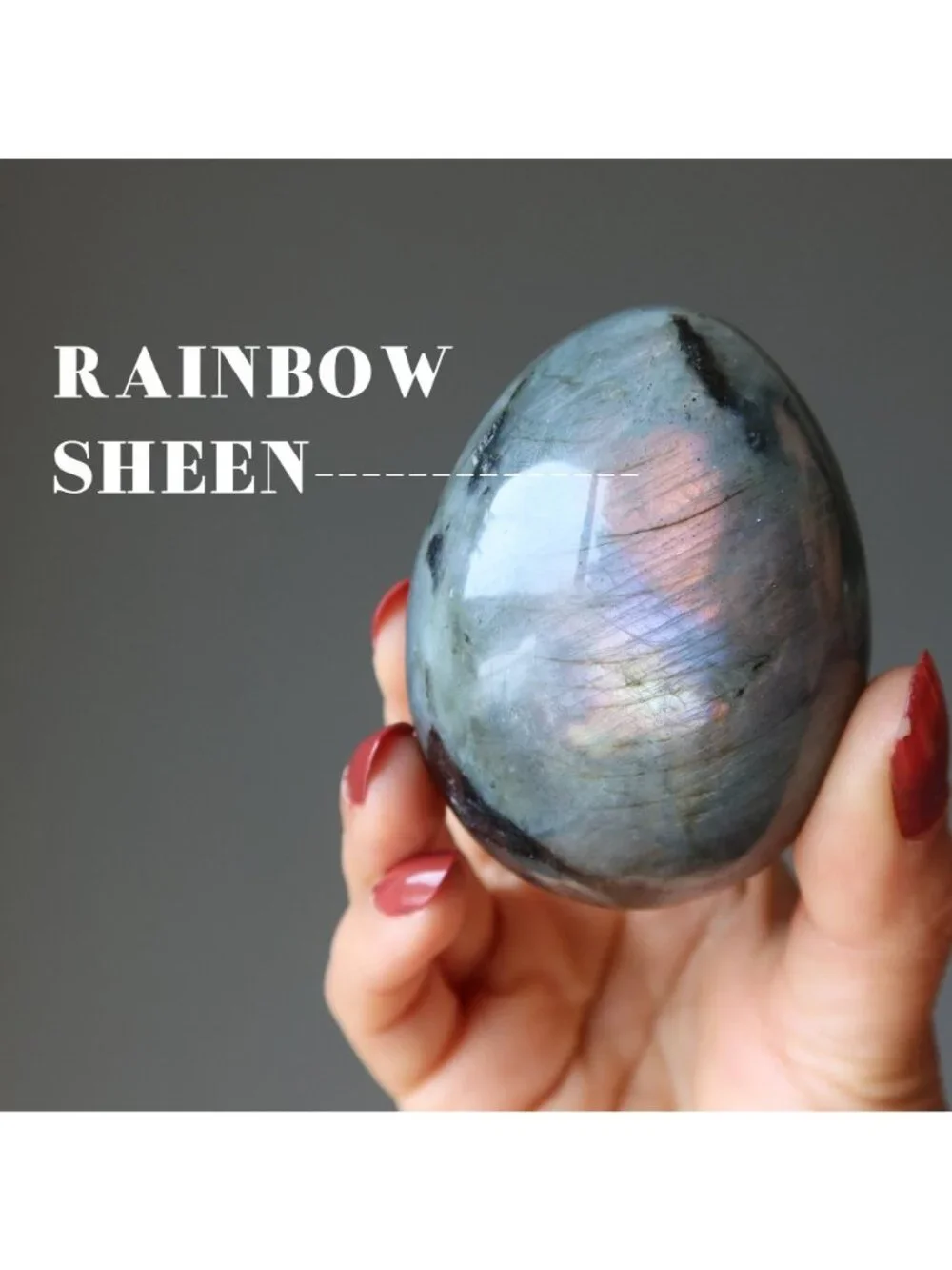 Labradorite Egg Rainbow Peacock Glowing Silver Gemstone Crystal
